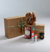 Lil’ Puppy Cuddles new mummy gift box with Little Duke Dog soft toy and Australian baby essentials
